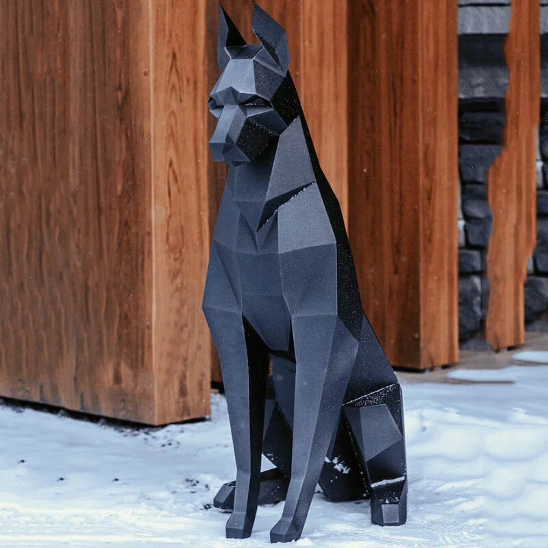 High Doberman Dog 3D Paper Model, Animal Sculpture Papercraft, DIY Paper, Geome image 1