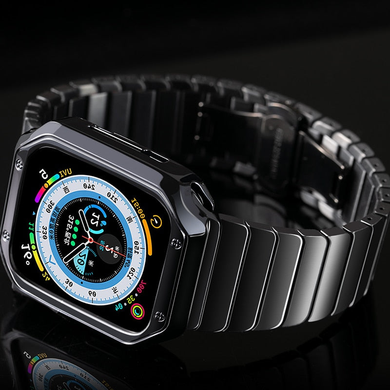 Band+Case For Apple Watch Band Ultra 49mm Strap Metal Bracelet Link Correa For  image 0