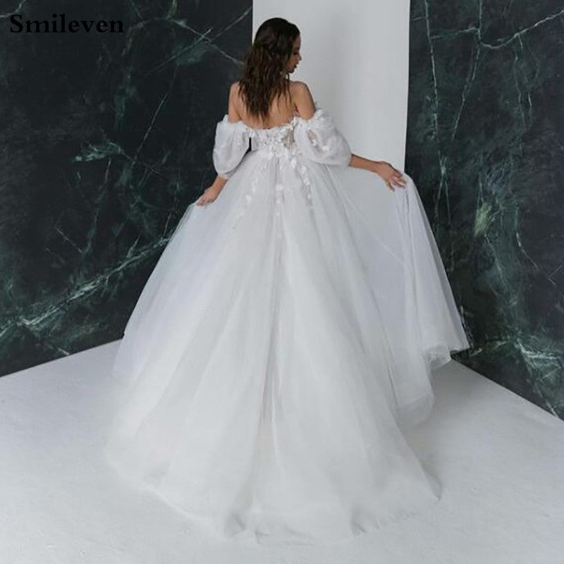 Smileven Princess Wedding Dress V Neck Ball Gown Puffy Tulle Bridal Dresses 202 image 3