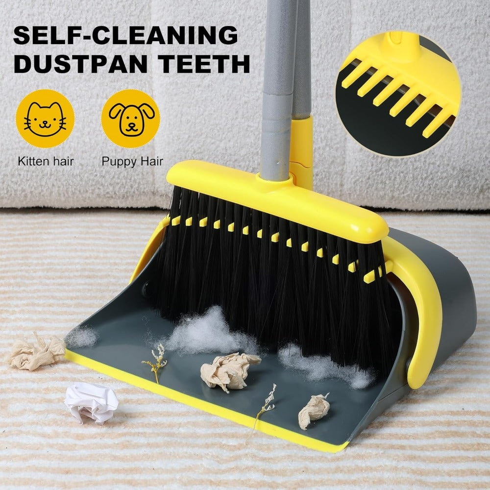 broom and dustpan set with 54 inch long handle - Suitable dust pan and brush com image 2