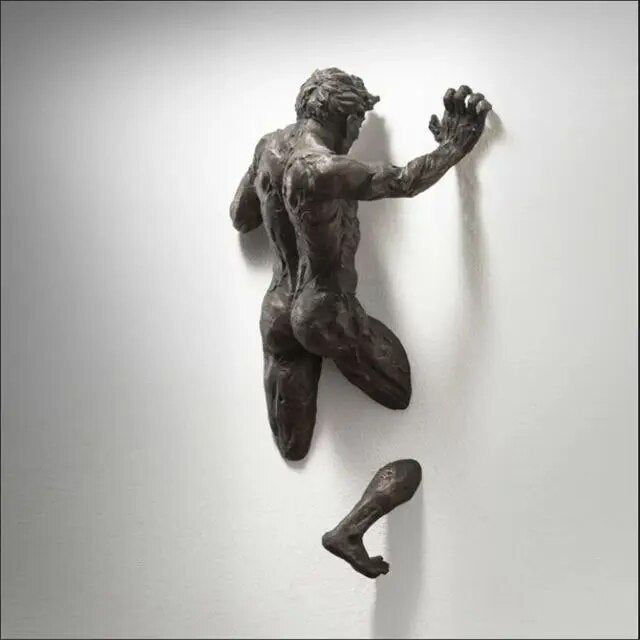 New Imitation Copper Wall Decor Abstract Character Resin Rock Climbing Man Stat image 1