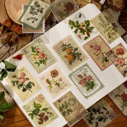 60pcs Retro Junk Journal Sticker kit DIY Diary Scrapbook Decora Sticker Suit fo image 7