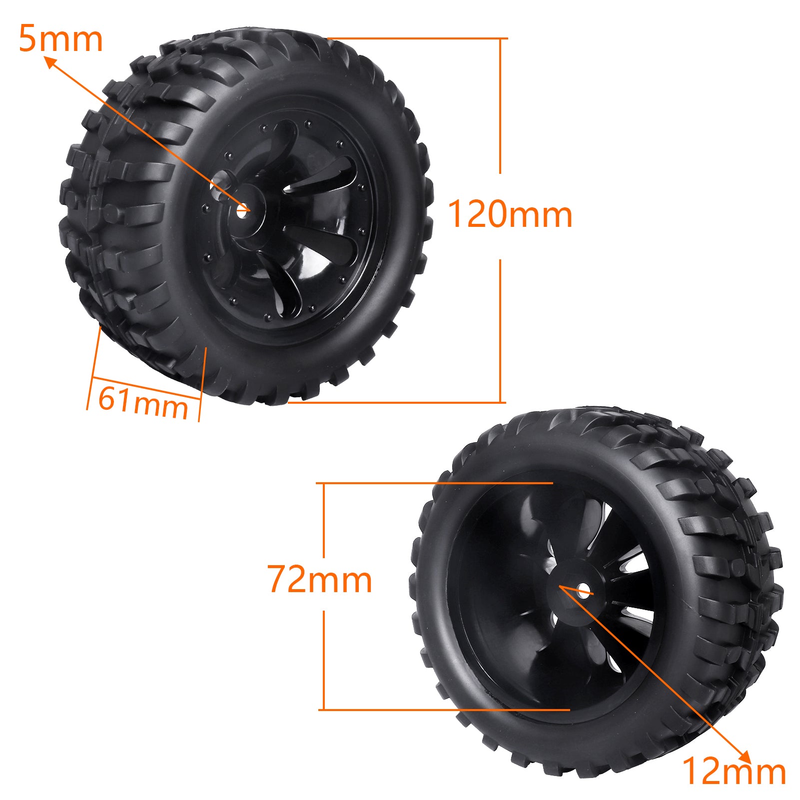 HobbyPark Glued 12mm Hex 1/10 RC Truck Tires Wheels for Traxxas Rustler Stamped image 2