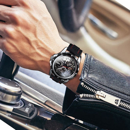 WINNER Sports Outdoor Automatic Watch for Men Luminous Hands Black Skeleton Mec image 7