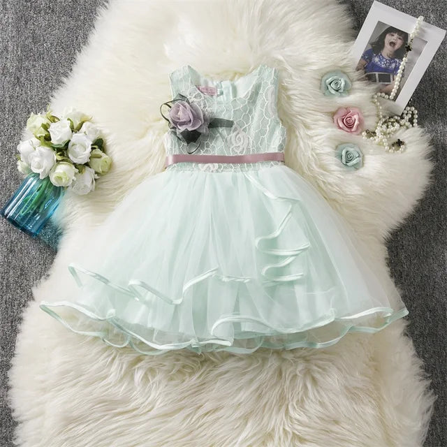 Autumn White Flower Baby Girls Princess Dress Weddings Birthday Party Tulle Ves image 4