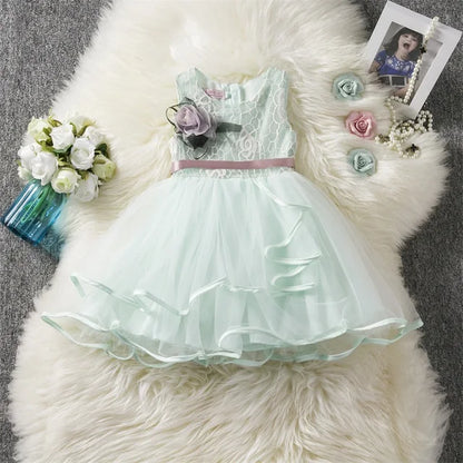 Autumn White Flower Baby Girls Princess Dress Weddings Birthday Party Tulle Ves image 4