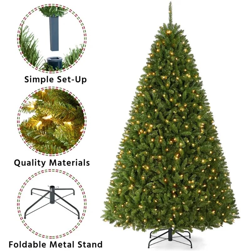 USA Essentials  Holiday Decoration 7.5ft Pre-lit  Artificial Christmas Tree Foldable image 4