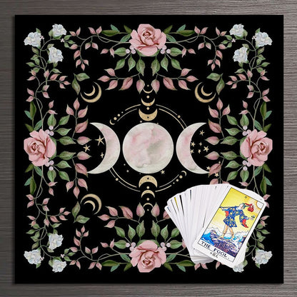 Triple Moon Altar Cloth Alter Cloth Tarot Tablecloth flower Wicca Tarot Mat Dec image 3