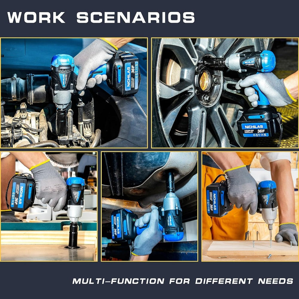 Nichilas Cordless Impact Wrench, 2 IN 1 Screwdriver Head, 21V electric power wr image 3