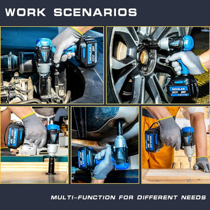 Nichilas Cordless Impact Wrench, 2 IN 1 Screwdriver Head, 21V electric power wr image 3