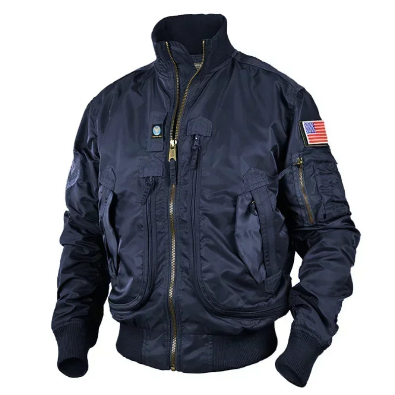 Men Tactical Military Jackets Big Pocket Pilot Baseball Air Force Coat ArmyGree image 6