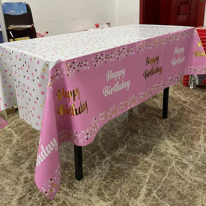 Rectangle Happy Birthday Party Tablecloth Birthday Party Dining Decorations Kid image 1