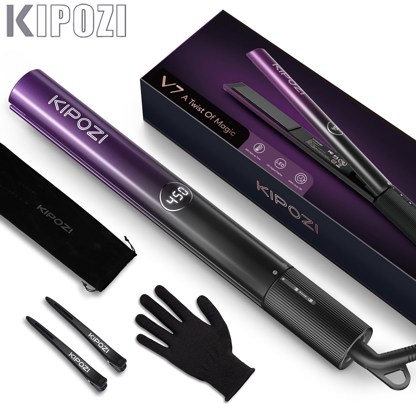KIPOZI Professional Hair Striaghtener Nano Titanium Instant Heating Flat Iron 2