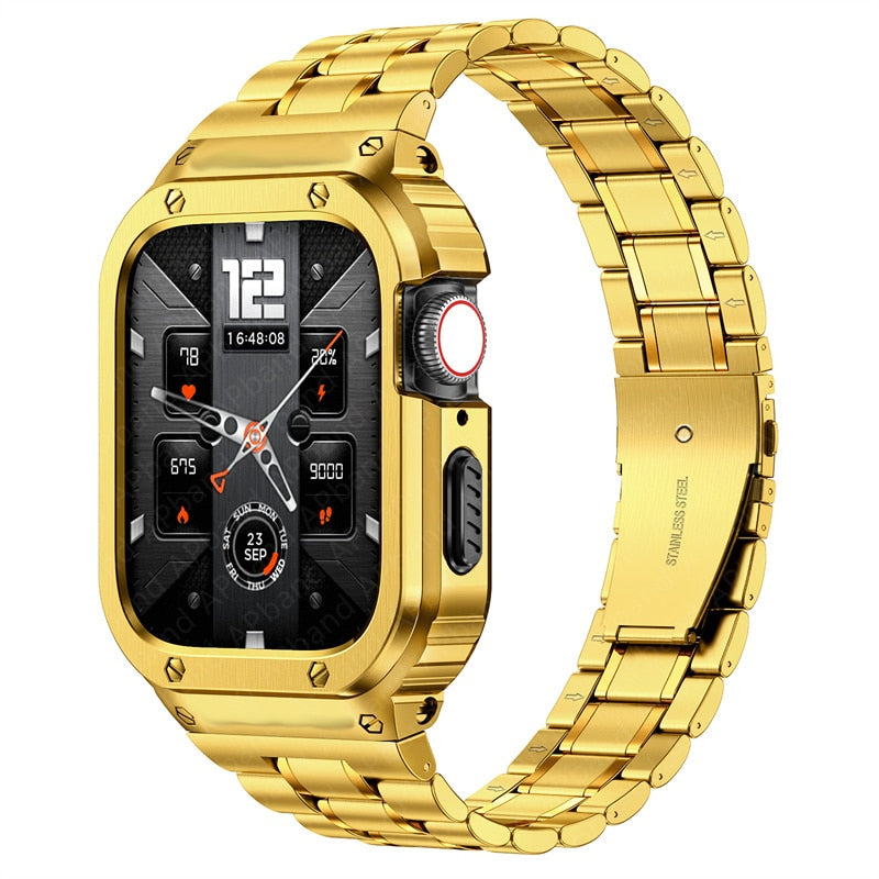 Stainless Steel Case+Strap For Apple Watch Band 44mm 45mm 49mm 45 mm Bumper Cov image 1