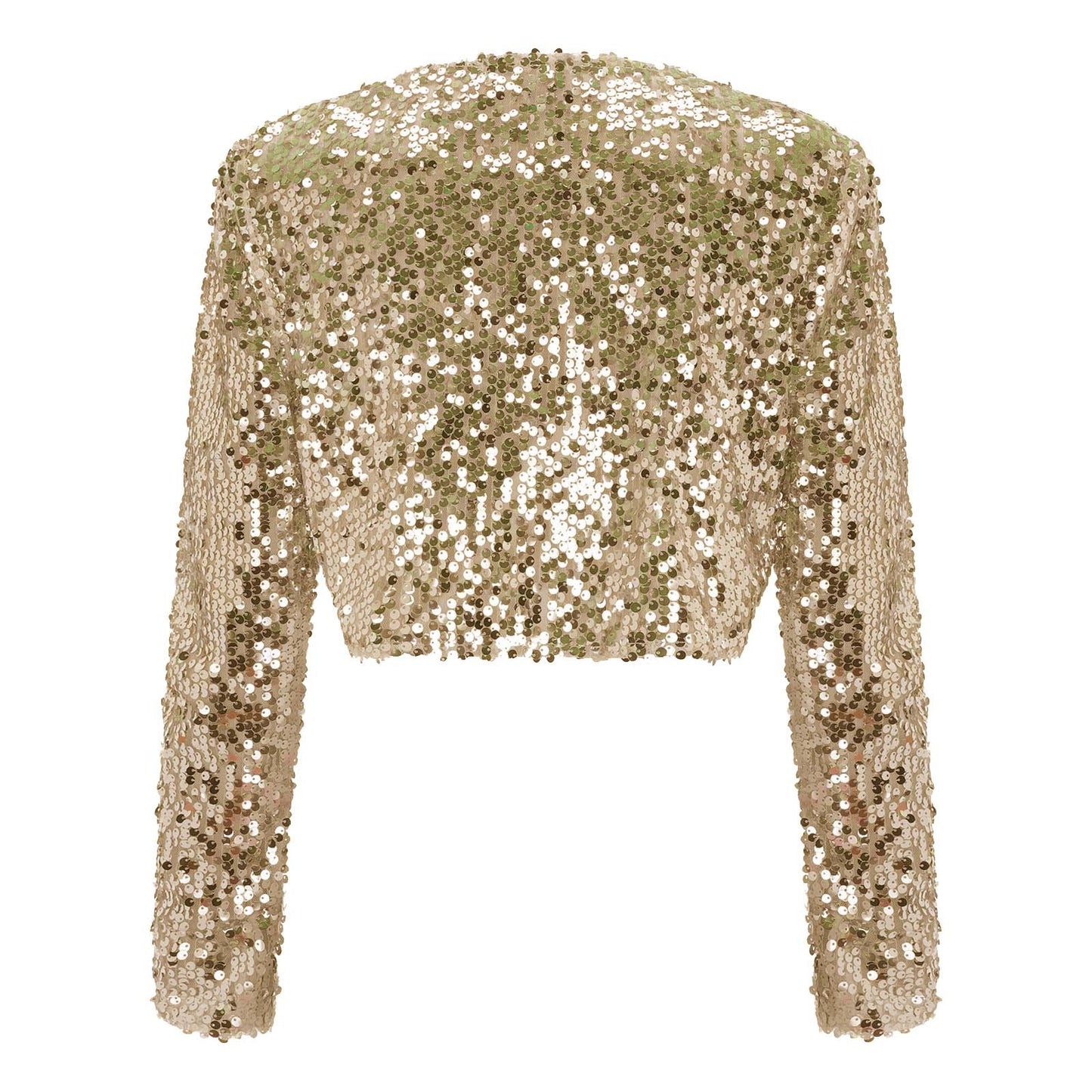 Women Coat Shining Sequined Long Sleeve Cropped Length Open Front Bolero Shrug  image 4