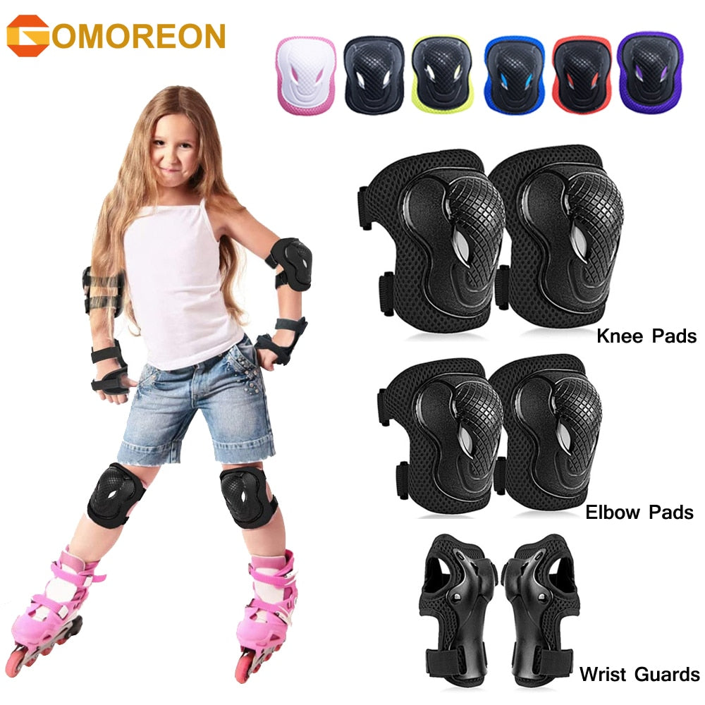 GOMOREON 6Pcs/Set Kids Safety Knee Pads Elbow Pads Wrist Guards Children Protec