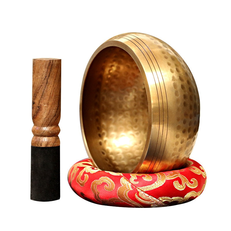 Nepal handmade Tibet Buddha sound bowl Yoga Meditation Chanting Bowl Brass Chim image 4