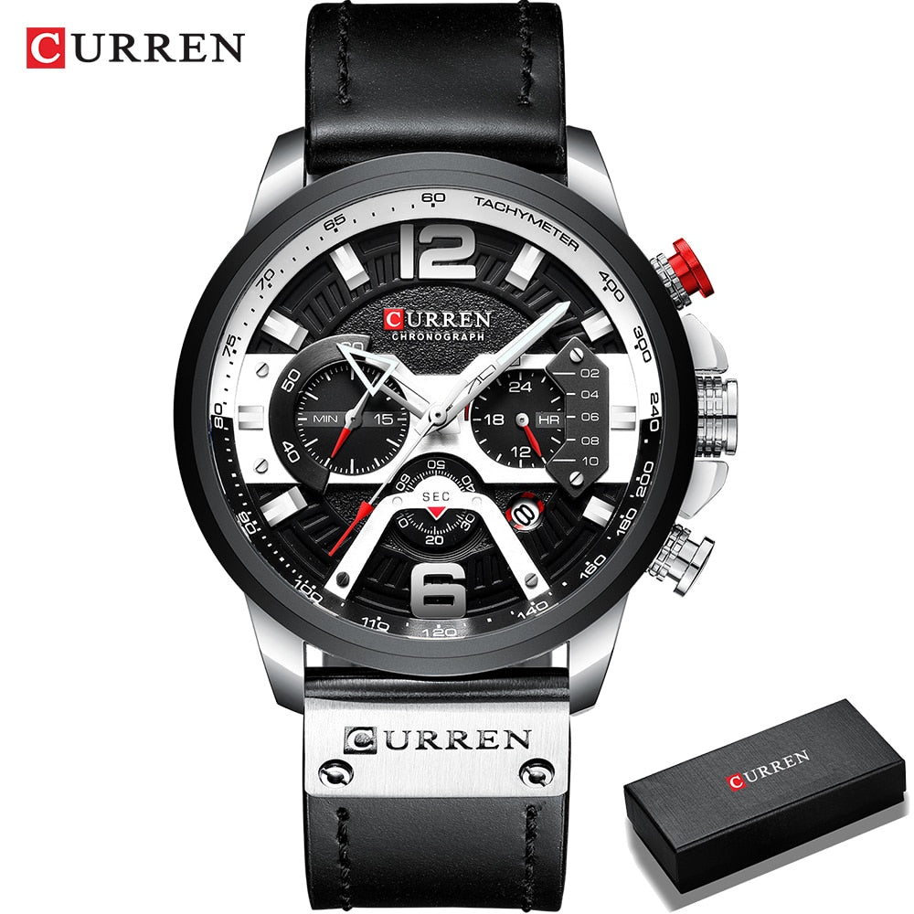 CURREN Casual Sport Watches for Men Top Brand Luxury Military Leather Wrist Wat image 4