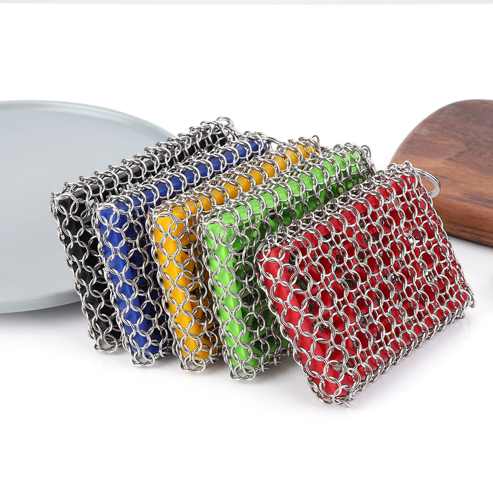 2-10PCS Cast Iron Cleaner with Hanging Ring Chainmail Scrubber Stainless Steel  image 7