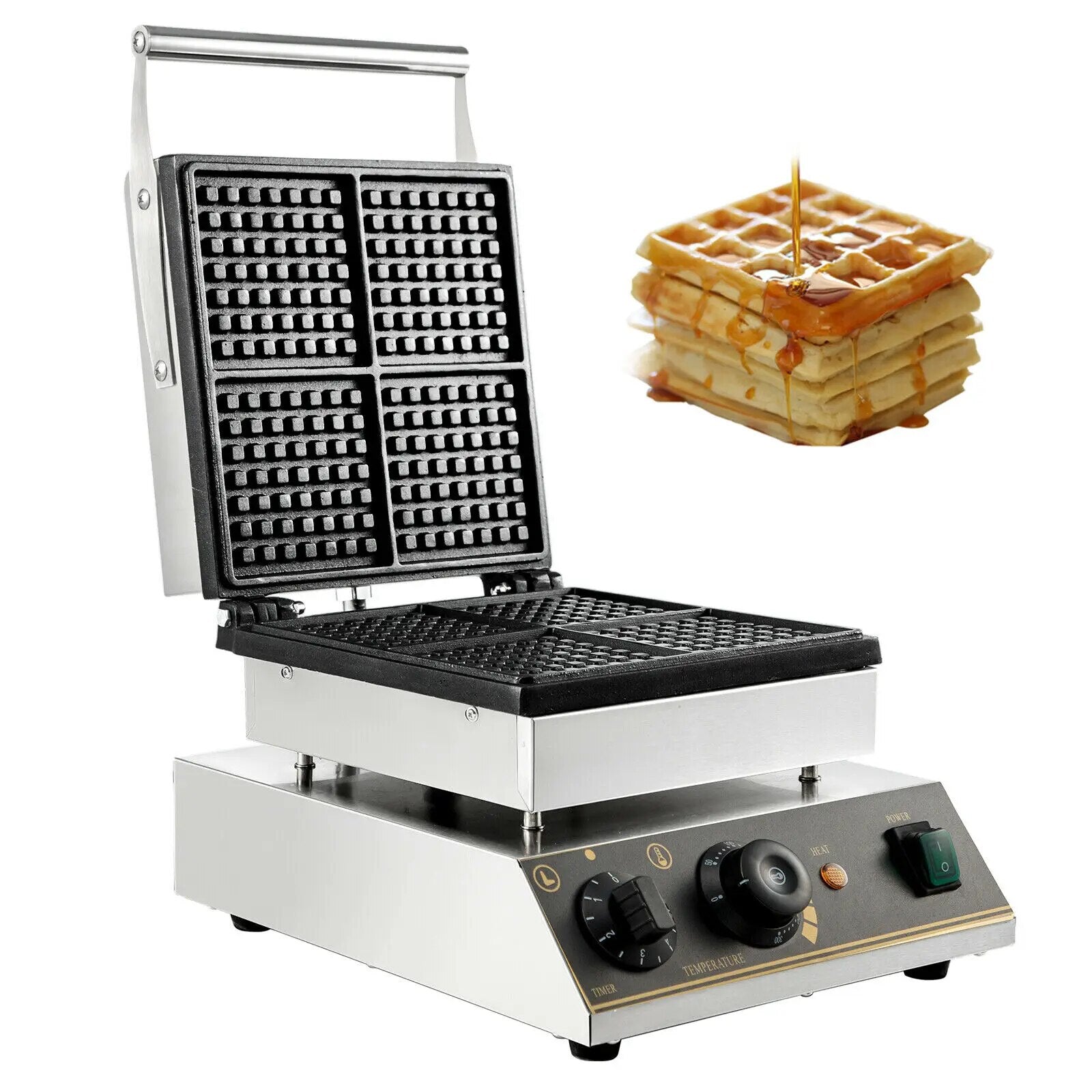 VEVOR Commercial Electric Waffle Maker Kitchen Appliance Home Round Square Shap image 4