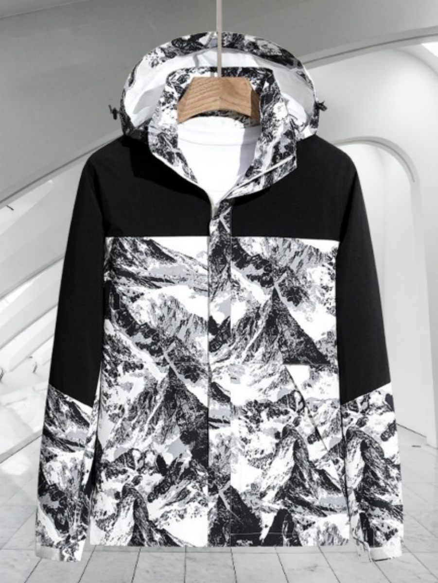 New Men's Hooded Jacket Lightweight Breathable Windproof Waterproof Outdoor Coa image 4