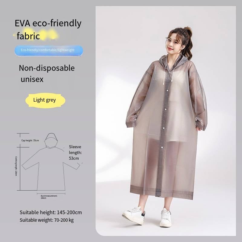 Women Waterproof Long Raincoat Waterproof Hooded EVA Rain Jacket Man Poncho Out image 5