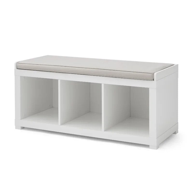3-Cube Storage Bench, White image 5