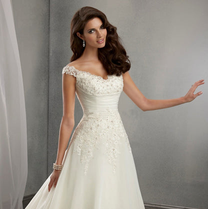 Vestido De Noiva Beach Wedding Dress Casamento A line Cap Sleeves Robe De Maria image 4