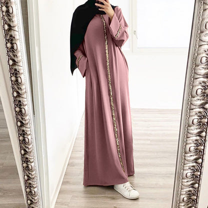 Women Muslim Long Dress Sequin Kaftan Robes Malaysia Dubai Arab Islam Abaya Isl image 4