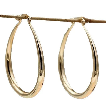 Gold color Smooth Circle Big Hoop Earrings For Women Silver Fashion Party Weddi image 3