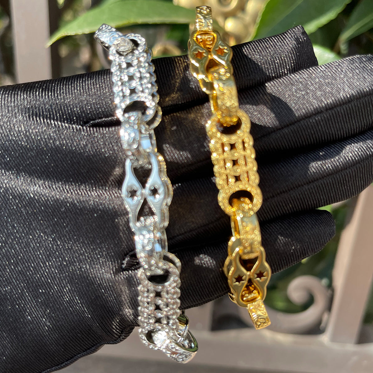 Bubble Letter Punky Bracelet for Men Real Gold Plated Iced Out Hip Hop Fashion