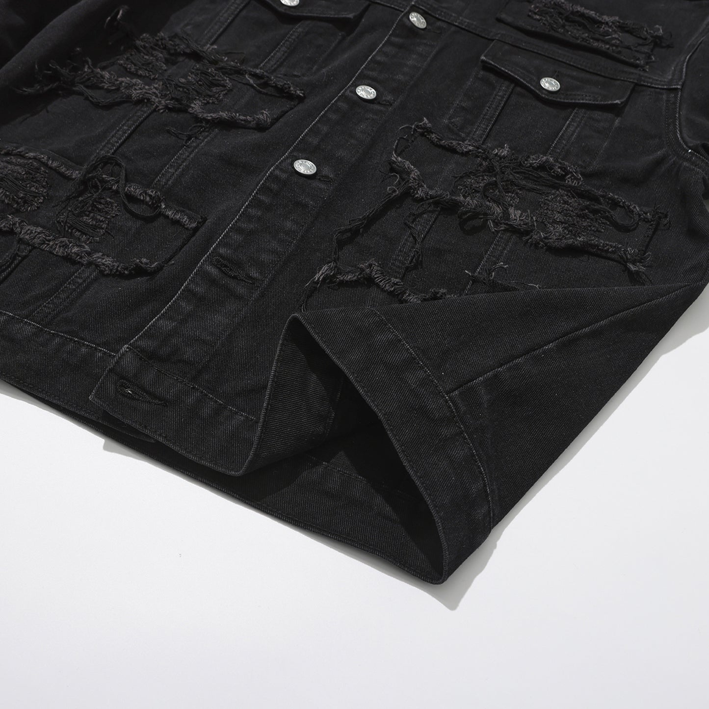 Men's Gothic punk Distressed Trucker Casual Denim Jacket Outerwear Loose Fit St image 5