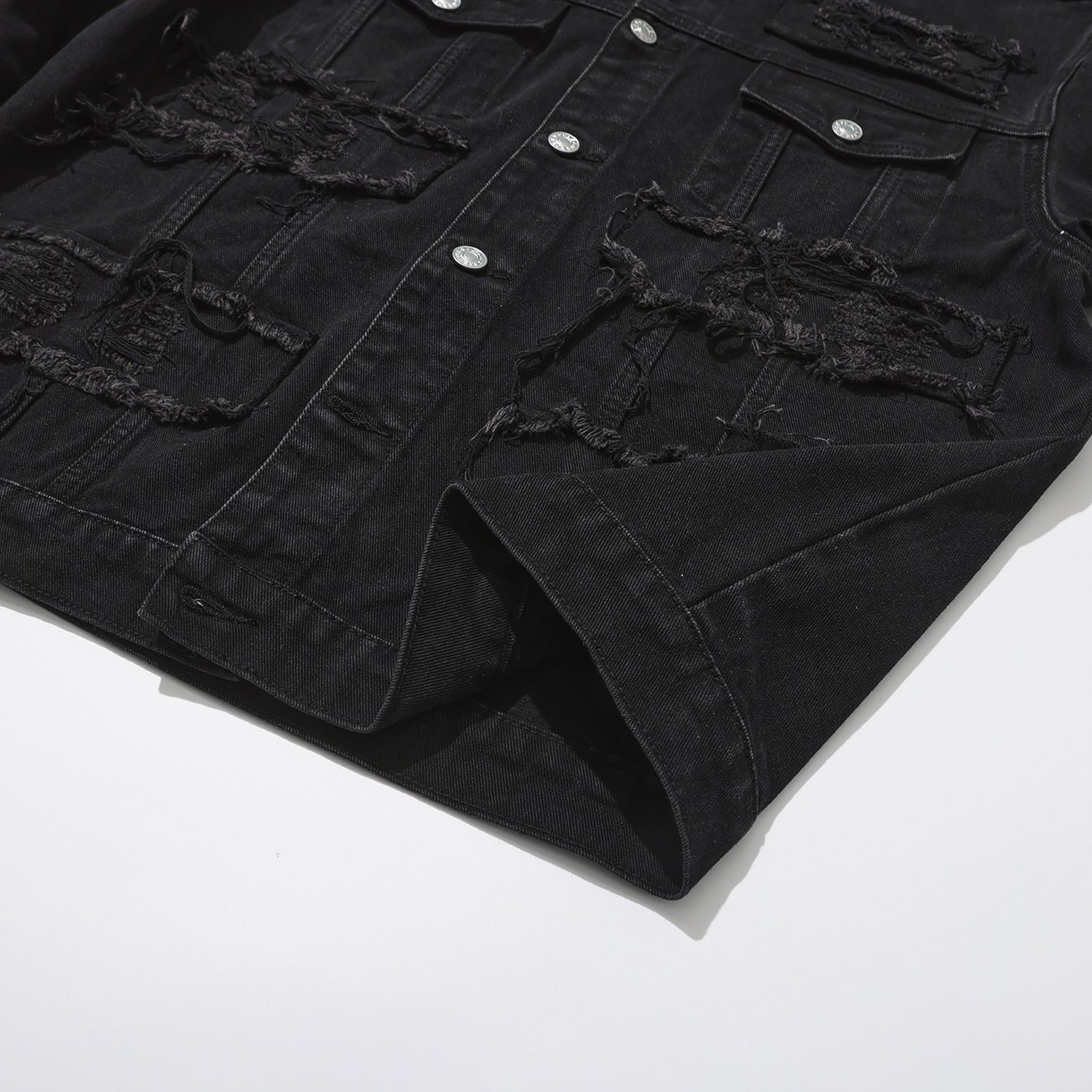 Men's Gothic punk Distressed Trucker Casual Denim Jacket Outerwear Loose Fit St image 5