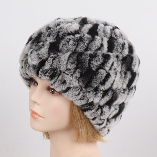 Lady Winter 100% Natural Real Rex Rabbit Fur Hat Women Soft Rex Rabbit Fur Cap  image 4