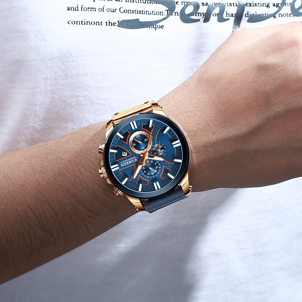 CURREN Watch Chronograph Sport Mens Watches Quartz Clock Leather Male Wristwatc image 6