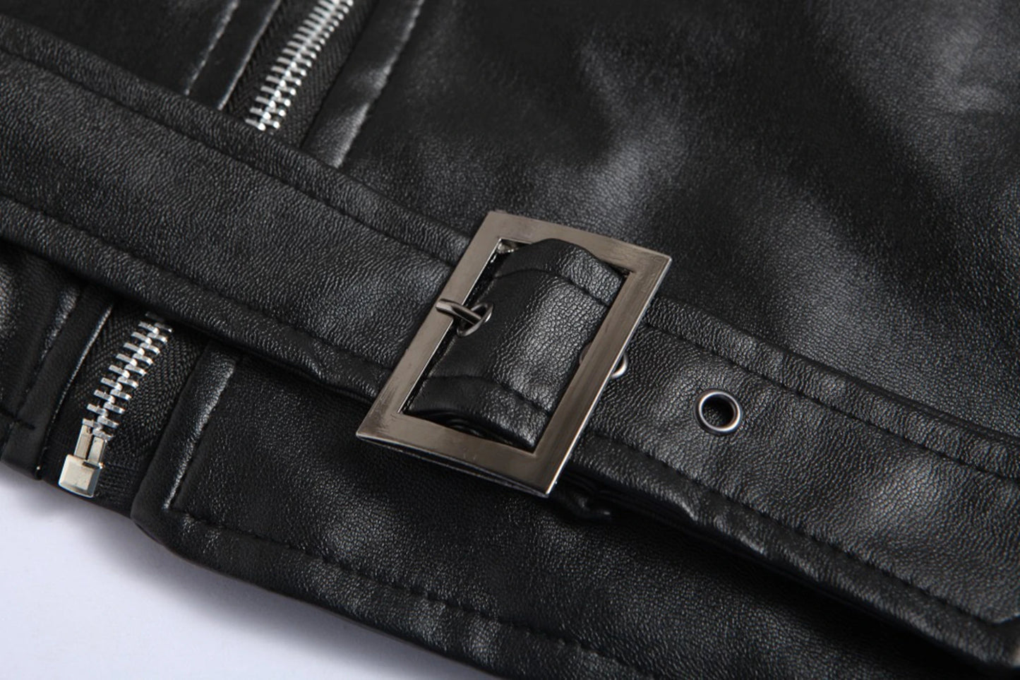 2024 Men's Fashion Leather Jacket Slim Fit Stand Collar PU Jacket Male Anti-wind image 6