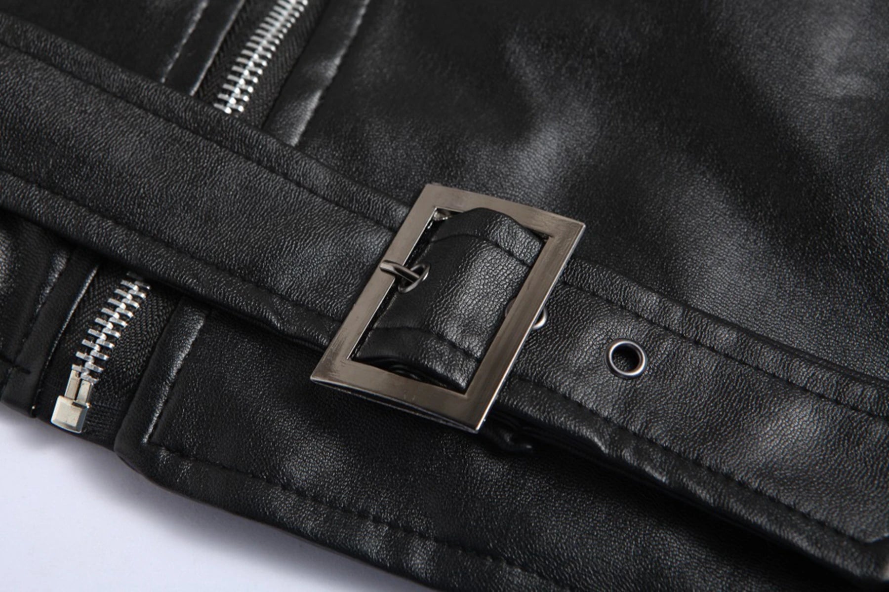 2024 Men's Fashion Leather Jacket Slim Fit Stand Collar PU Jacket Male Anti-wind image 6