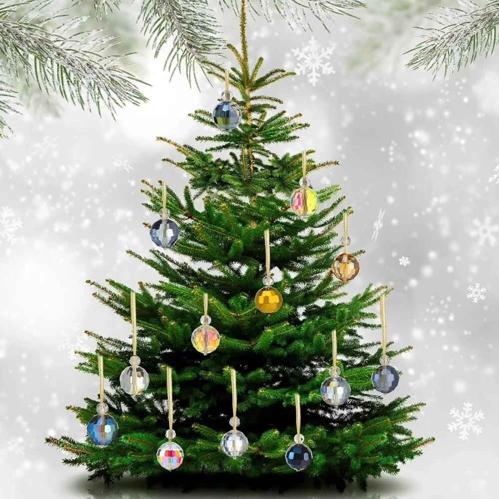60 Pcs Multicolor Crystal Christmas Ball Ornaments Ball Colorful Glass Balls Ch image 2