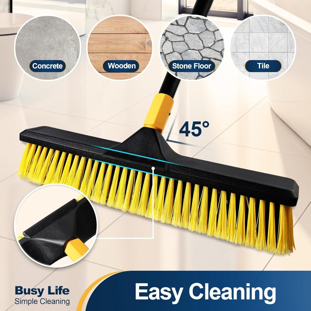 18 " push broom heavy-duty outdoor commercial broom brush stiff bristles for image 6