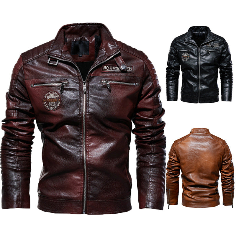 New Men's Autumn And Winter Men High Quality Fashion Coat PU Leather Jacket Mot image 2