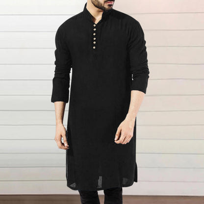 Jubba Thobe Islamic Clothing for Muslim Fashion Man Long Robes Solid Long Sleev image 1