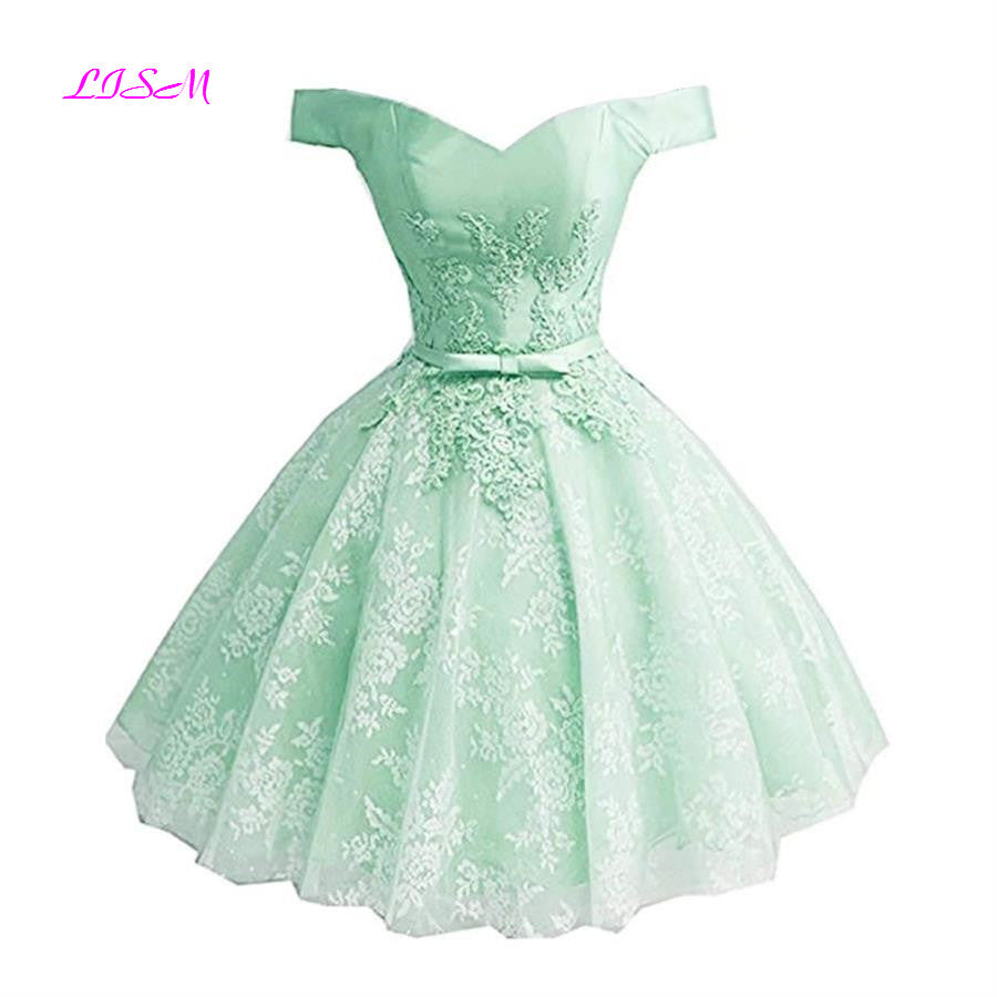 Off the Shoulder Mini Homecoming Dress Lace Applique Short Princess Prom Dresse image 3