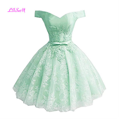 Off the Shoulder Mini Homecoming Dress Lace Applique Short Princess Prom Dresse image 3