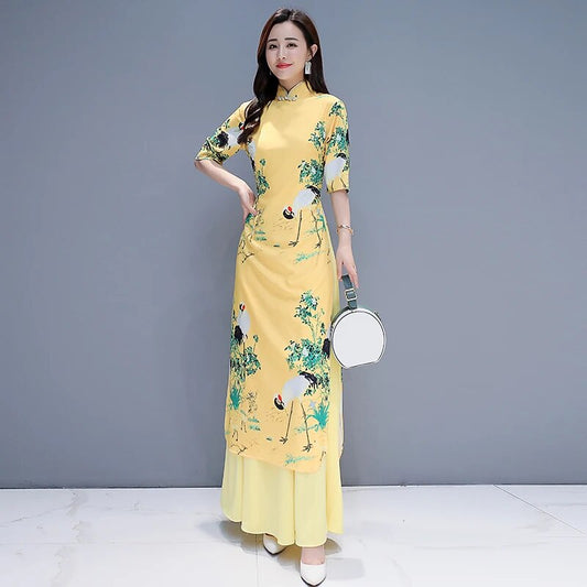 2020 Aodai Vietnam Clothing Cheongsam Qipao Chinese Dress Vietnamese Traditiona