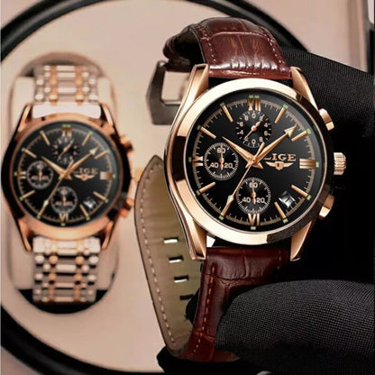 New Fashion Mens Watches Top Brand Luxury Military Quartz Watch Man Premium Lea image 3