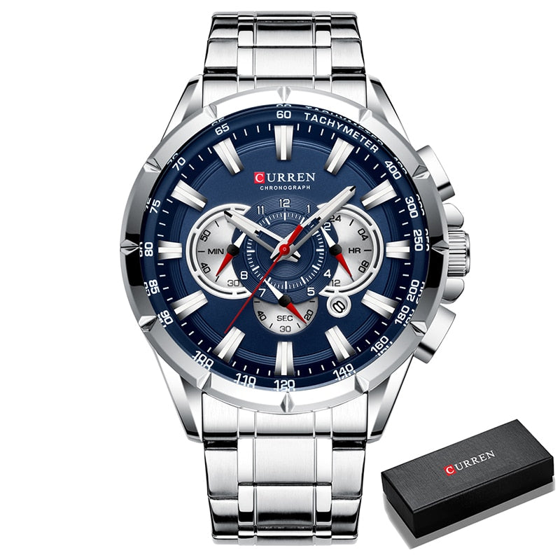 Curren Men’s Watches Top Brand Luxury Chronograph Quartz Men Watch Waterproof S image 0