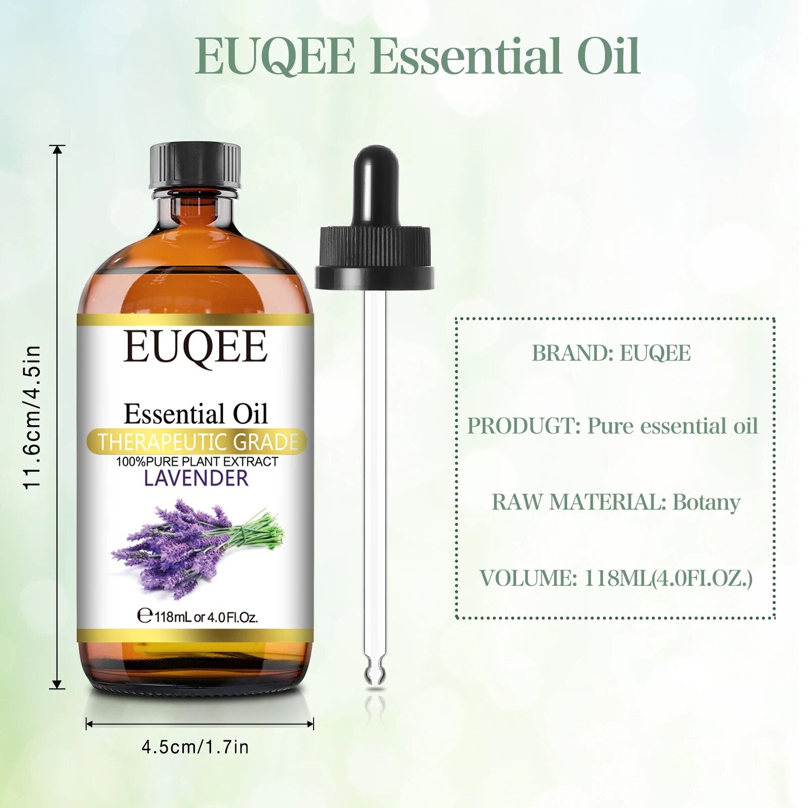 EUQEE 118ML with Dropper Ginger Lavender Essential Oil For Humidifier Diffuser image 5