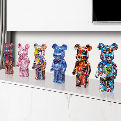 27cm Graffiti Bear Figurine Home Decoration Animal Statue Storage Money Jar Mod image 10