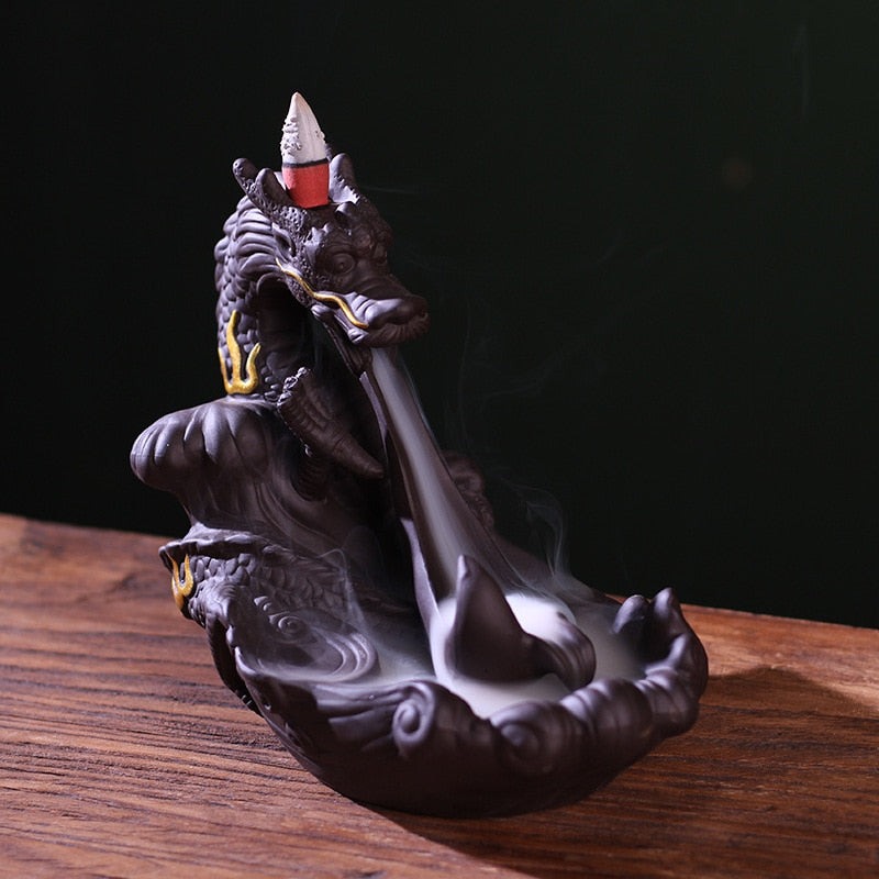 Dragon backflow incense burner ceramic smoke incense burner creative incense or image 1