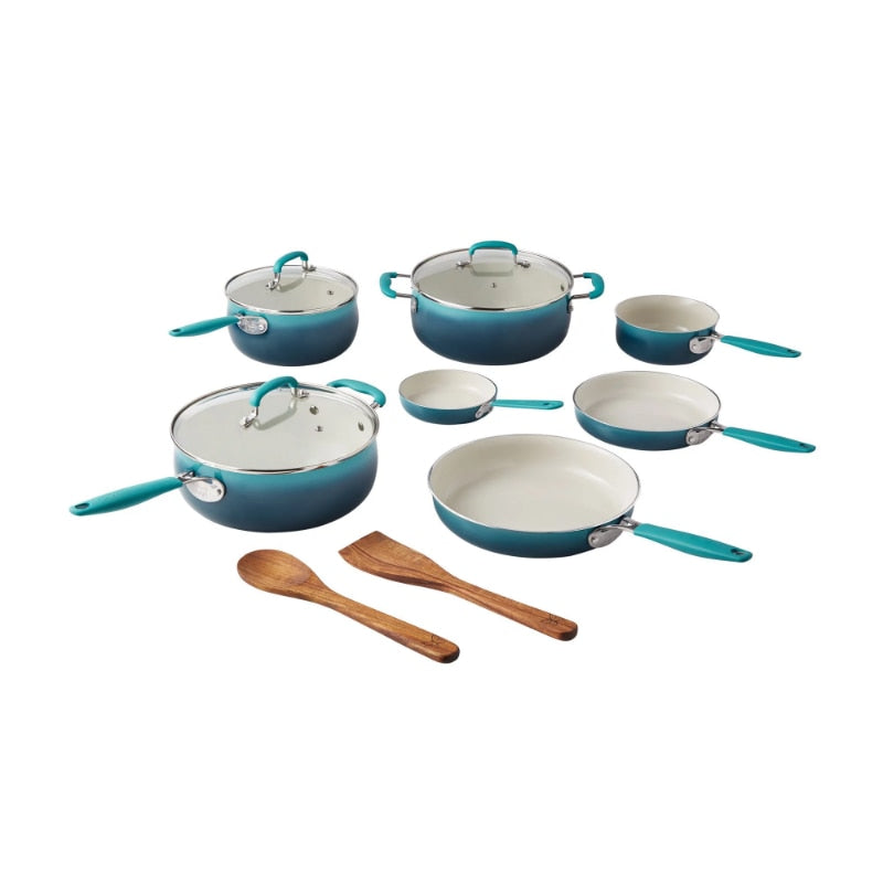 The Pioneer Woman 12-Pieces Porcelain Enamel Classic Ceramic Cookware Set, Ombr image 5